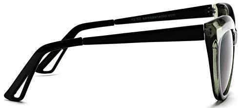 SAMBA SHADES SAMBA SHADES Bifocal Reading Sunglasses Fashion Cat Eye Sunglass Readers Oversized Women\'s CatEye Glasses Green Rx 1.50