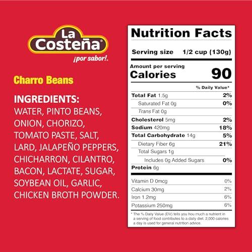 La Costeña La Costea Whole Charro Beans Pinto Beans 19.75 oz (12-Pack)