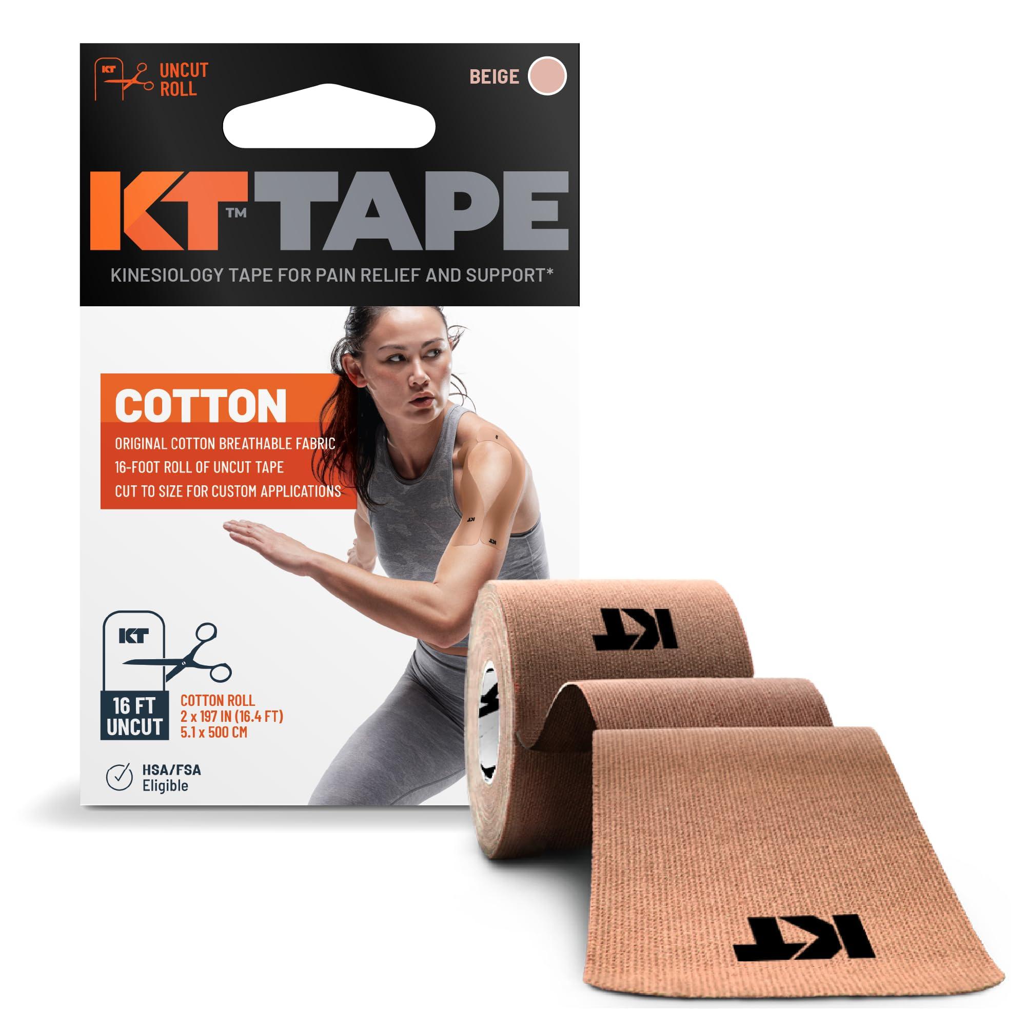 KT Tape KT Tape, Original Cotton, Elastic Kinesiology Athletic Tape, 16 Uncut Roll, Beige