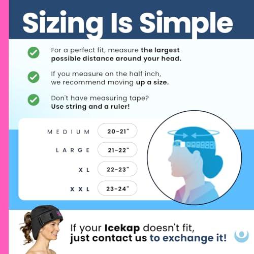 ICEKAP Icekap (2-Hour Cooling) Extra Strength Cold Cap, Adjustable Compression, Swappable Gel Packs. Class 1 Medical Device for Migraine, Scalp, Concussion Relief, Chemo. Comfortable Sizes & Machine Washable