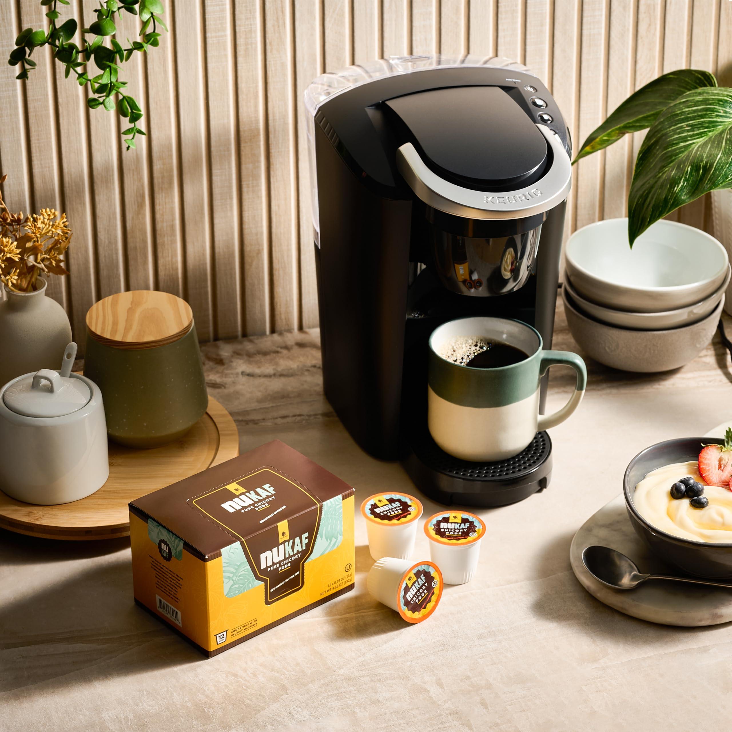 Gourmanity nuKAF Chicory K Cups | Kosher Chicory Root K Pods for your Keurig | 100% Caffeine Free | Keurig K Cups Coffee Alternative by Gourmanity [6 boxes of 12 pods each | 72 total pods]