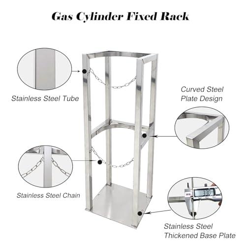 MZZKFC MZZKFC 40 60 100 CM Heigh Gas Cylinder Organizer Shelf with Protective Chain, 304 Stainless Steel Gas Cylinder Storage Rack, Factory/Lab Gas Cylinder Holder(Inlet 6.3 in-8.7 x 7.9 x 15.7 in)