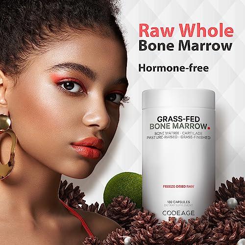 Codeage Codeage Grass Fed Bone Marrow Supplement - Freeze Dried, Non-Defatted, & Desiccated Beef Bone Marrow Pills - Raw Whole Bone Marrow, Bone Matrix, Cartilage - 3000mg per Serving - 180 Capsules