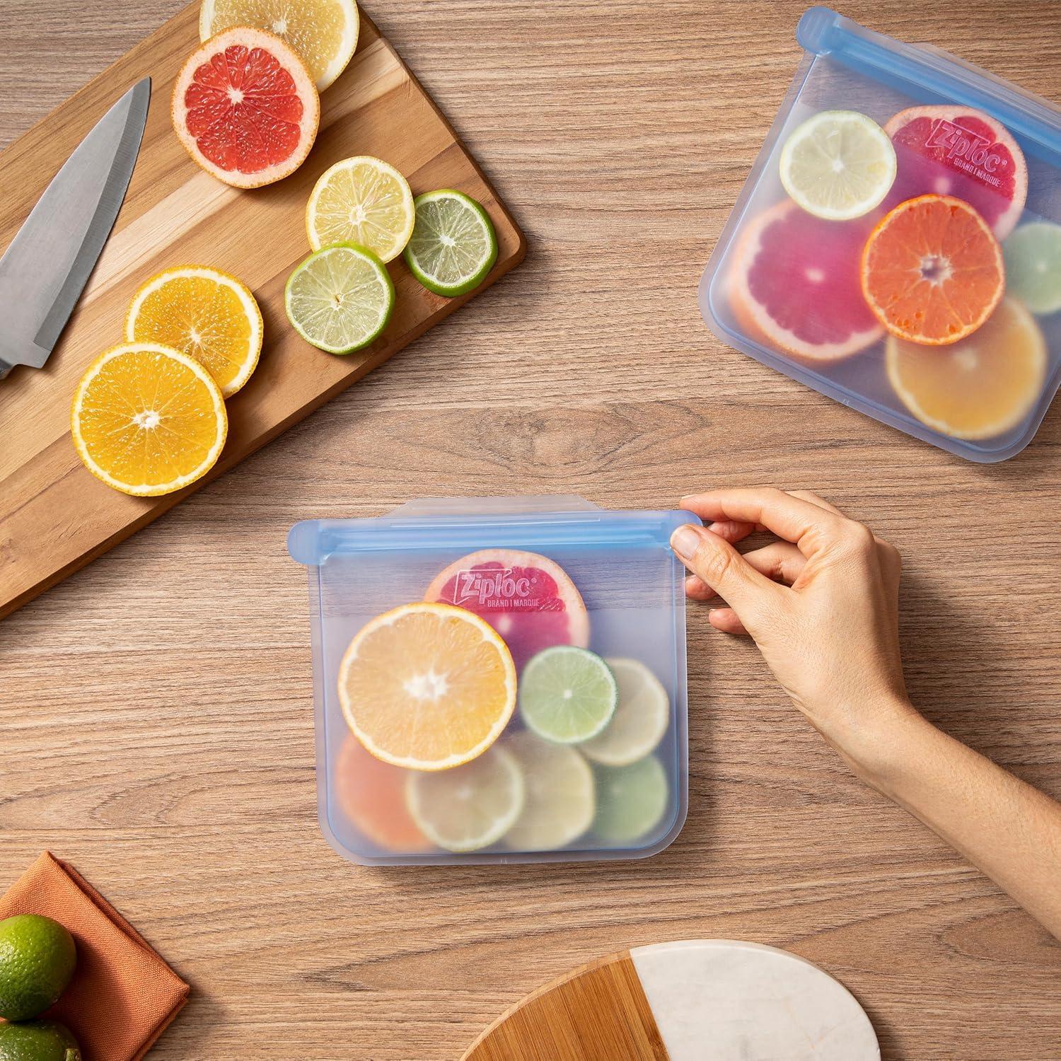 Ziploc Ziploc Endurables Medium Pouch, 2 Cups, Reusable Silicone Bags and Food Storage Meal Prep Containers for Freezer, Oven, and Microwave, Dishwasher Safe