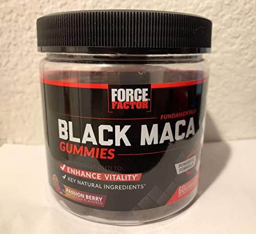 Force Factor Force Factor Black Maca Gummies, 3-Pack, Black Maca Root to Enhance Male Vitality, Increase Energy & Strength, with BioPerine for Superior Absorption, Delicious Passion Berry Flavor, 180 Gummies