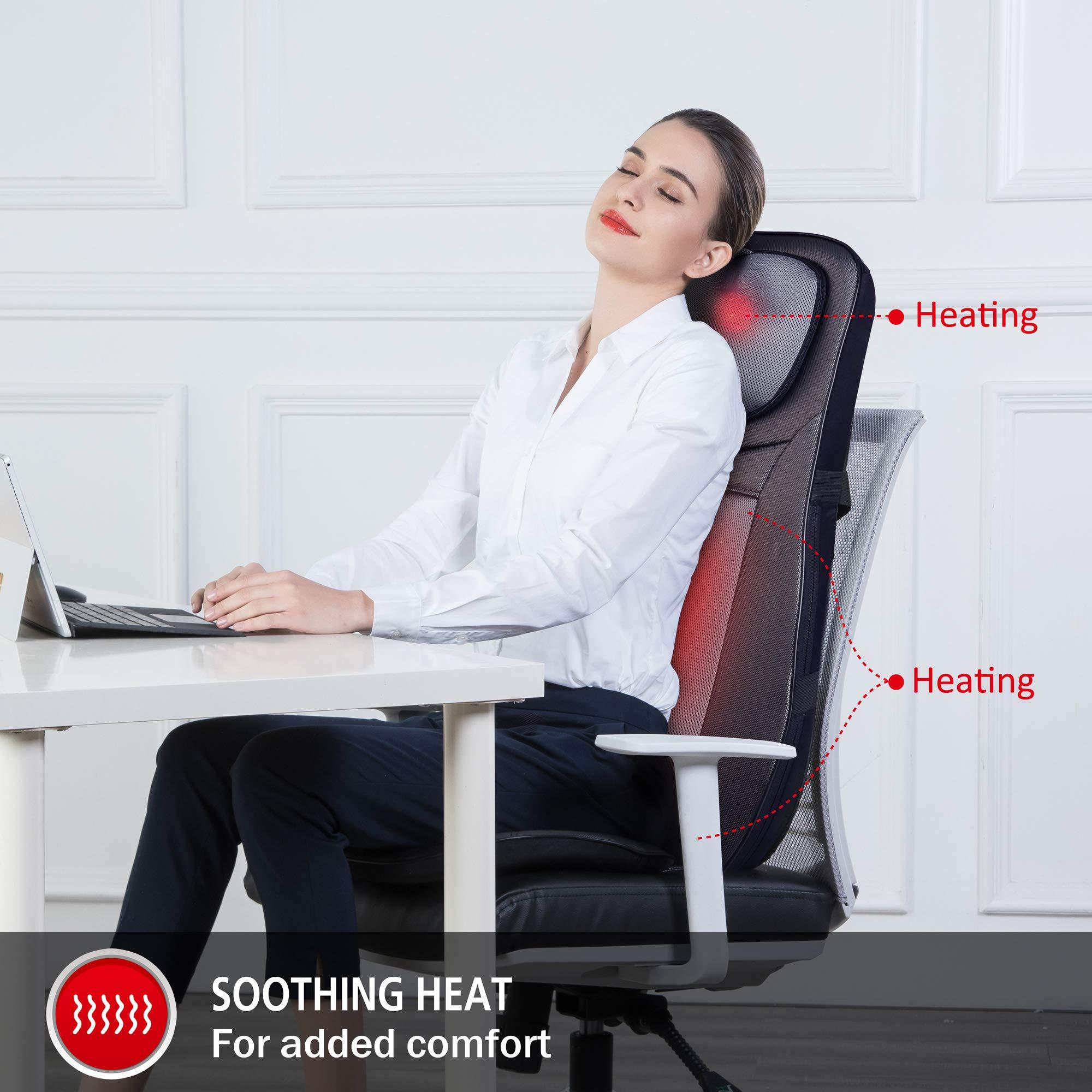 Snailax Snailax Shiatsu Back Massager with Heat, Chair Massager for Neck, Back and Shoulders,Gel Modes Massage Cushion,Adjustable Height Massage Seat,Gifts