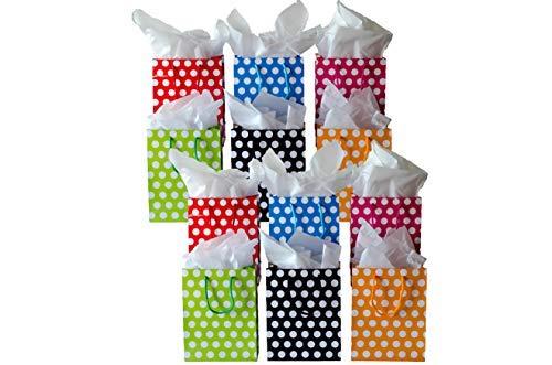 Daily Living Products Colorful Birthday Gift Bag with Polka Dots 12 Pack Medium Gift Bags Small Birthday Gift Bags Bulk Medium Size Small Gift Bags Great for Any Occasion