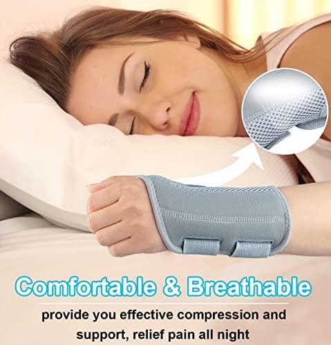 Kecartu Wrist Brace for Carpal Tunnel Pain Relief, Wrist Support Splint for Women Men,Sprain, Repetitive Strain, Adjustable Hand Brace for Sleeping Fits Right Left Hand for Arthritis (Grey, Left Hand, S/M)