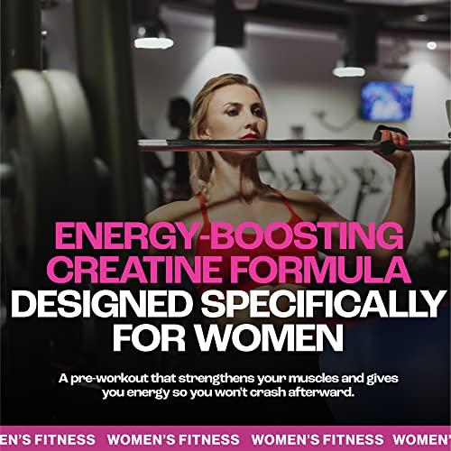 MMUSA Creatine for Women Athletes, Burn Fat, Pre-Workout, Fitness, Instant Energy, Muscle Tone, Aerobics, Endurance, Cycling, Running & Stamina. Muscle Without Bulk, Amino Acids, Vitamins. Cherry