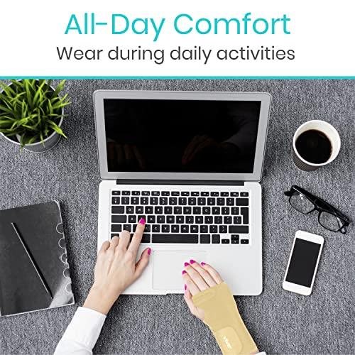 Vive Vive Wrist Brace - Carpal Tunnel Hand Compression Support Wrap for Men, Women, Tendinitis, Bowling, Sports Injuries Pain Relief - Removable Splint - Universal Ergonomic Fit (Beige, Right)
