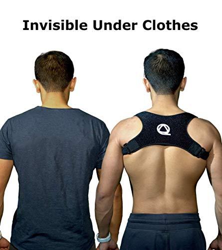 Qualild LLC Qualid Posture Corrector- Invisible Under Clothes, Men and Women, Body Fitting, One Size Fits All, High Quality, Thin and Comfortable (Black)