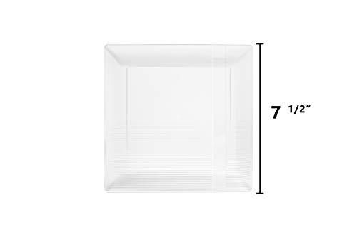 Exquisite Exquisite Disposable-Clear-Plastic-Plates-Square Linear (40 Pack) Wedding Dinner Fancy Tableware Dishes (7.5 Inch., Clear) Single Size Set
