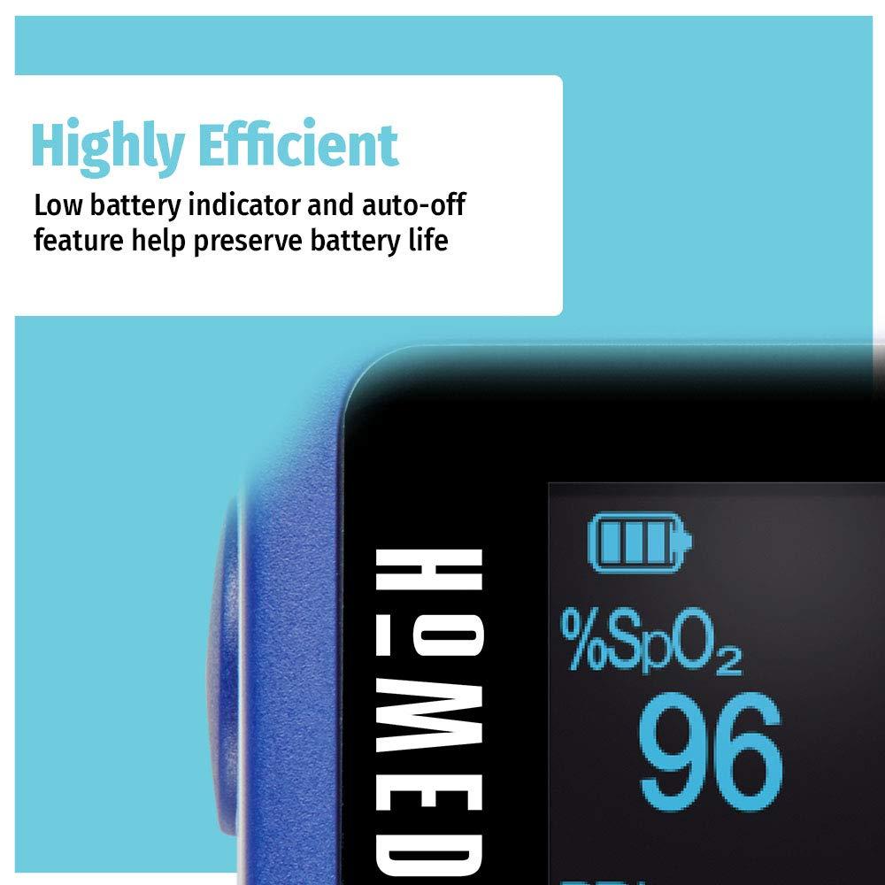 Homedics HoMedics Pulse Oximeter, Blood Oxygen Saturation Monitor with Easy One-Touch Operation, Fingertip Oximeter for Measuring Blood Oxygen and Pulse Rate