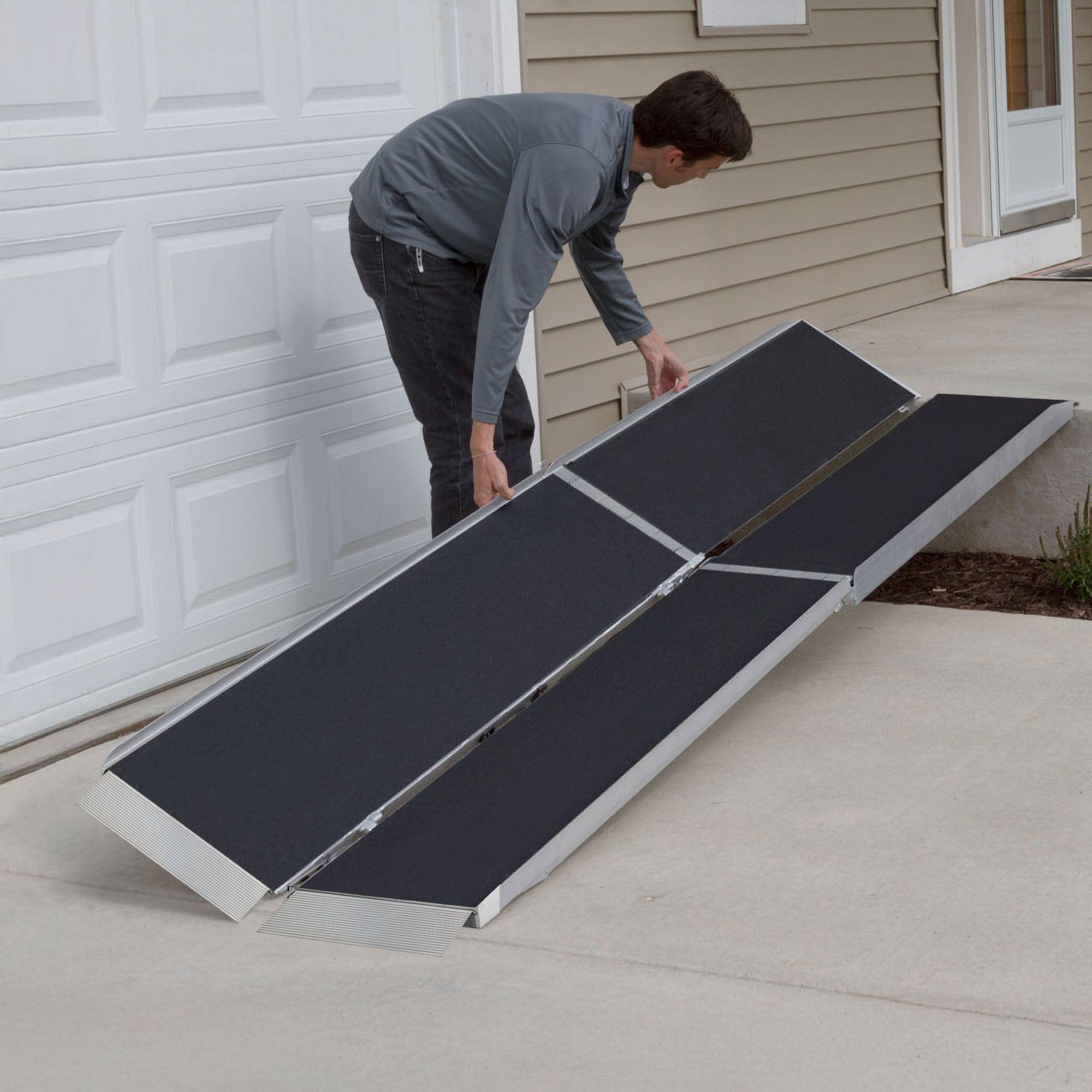 Rage Powersports Silver Spring 12' L Aluminum Multi-Fold Wheelchair Ramp with Grit Coat Surface -600 lb. Weight Capacity