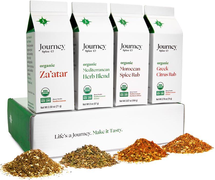 Journey Spice Co. Organic Gourmet Mediterranean Spice and Seasoning Gift Set by Journey Spice Co. | Salt-Free | Greek Seasoning | Meat & Vegetable Seasoning | Non-GMO
