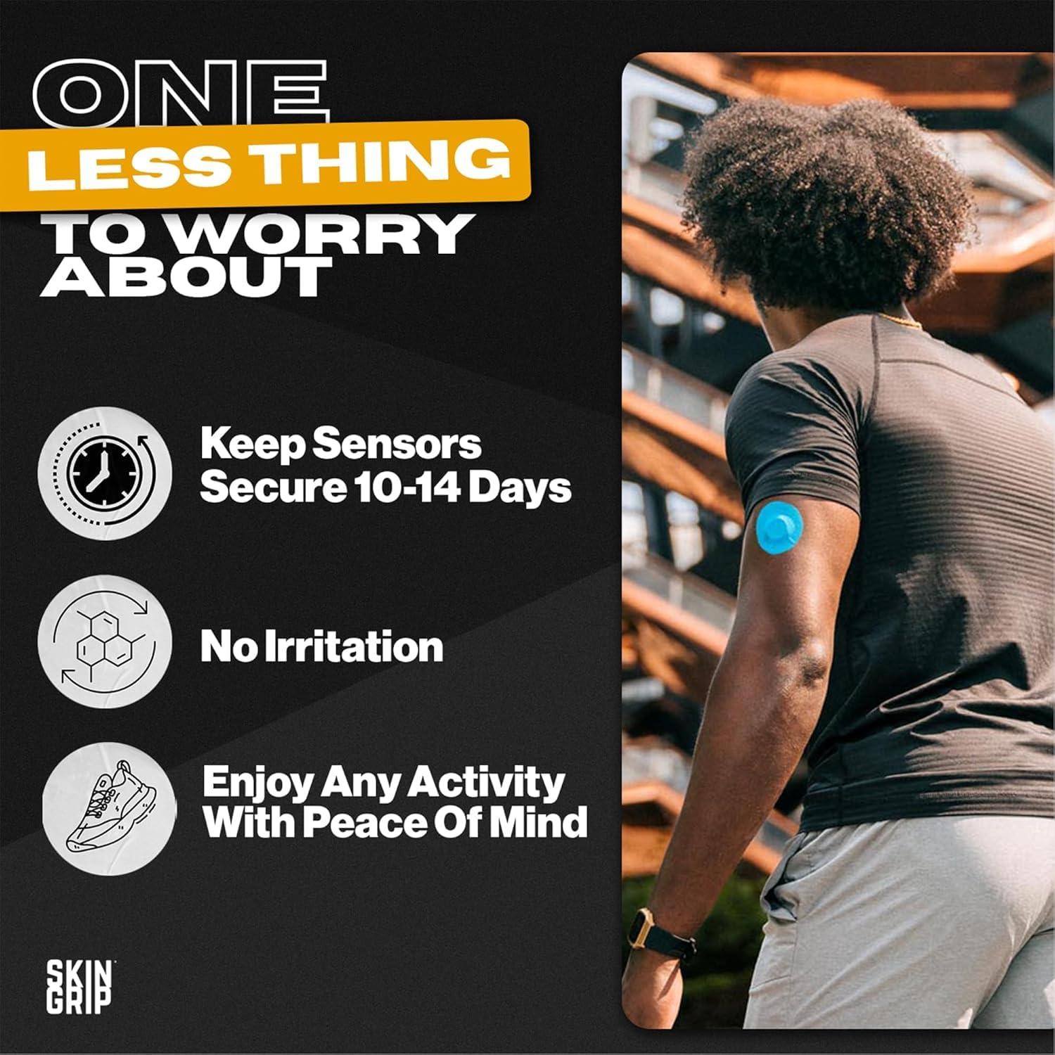 Skin Grip Skin Grip Adhesive Patches for Freestyle Libre 3 CGM Waterproof & Sweatproof Adhesive for 10-14 Days, Pre-Cut Adhesive Medical Tape, Continuous Glucose Monitor Sensor Cover 20 Pack, Blue