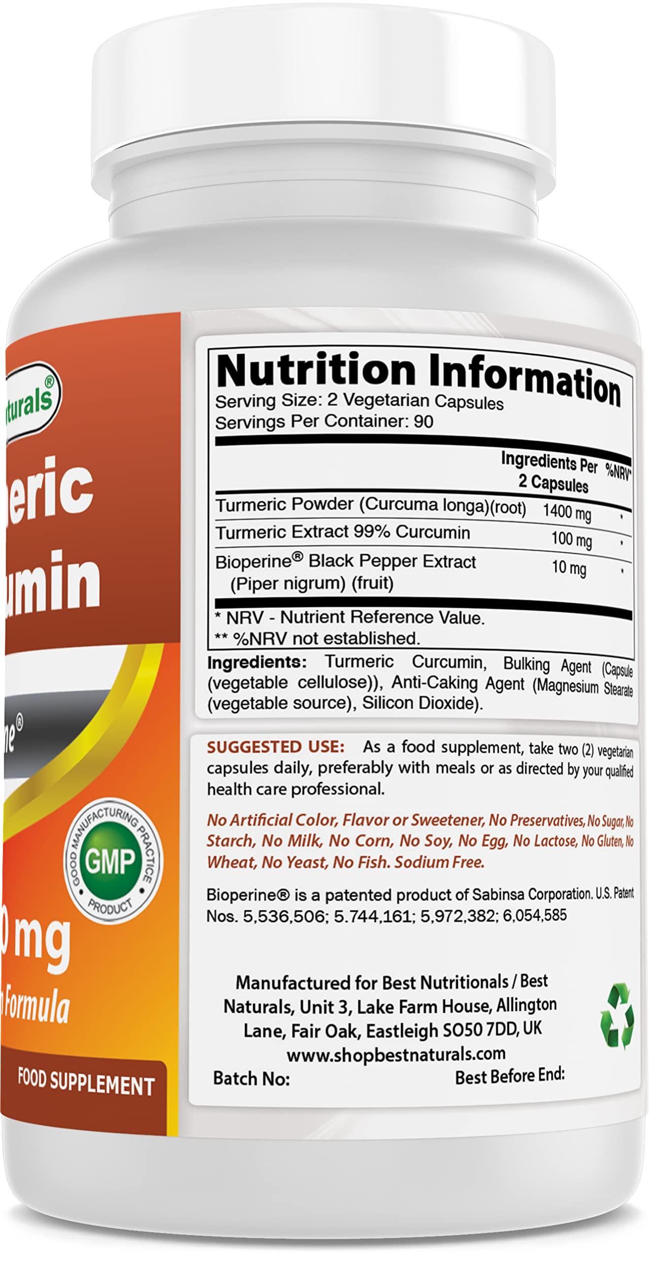 Best Naturals Artichoke Extract 10000 mg & Turmeric Curcumin 1500mg/Serving with Bioperine