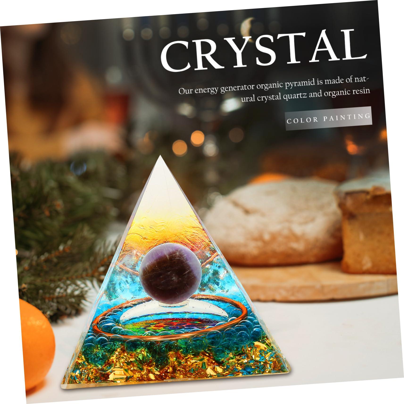 FRCOLOR FRCOLOR Moldavite Crystal Pyramid Pendulum Decorative Egyptian Decor Home Accessory Wear-resistant Resin Pyramid Car Decoration