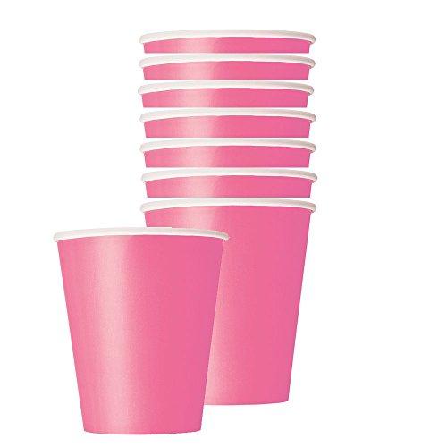 Unique Hot Pink Solid Paper Cups Set - 9 oz (Pack of 8) - Elegant & Eco-Friendly Party Drinkware - Perfect for Birthdays, Showers, & Special Celebrations