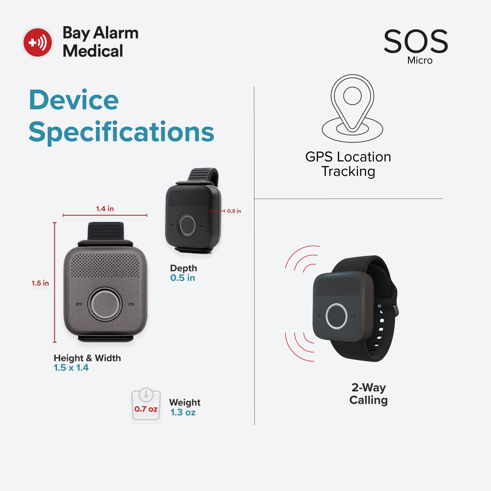 Bay Alarm Medical Bay Alarm Medical SOS Micro - 24/7 Medical Alert with Optional Fall Detection for Seniors - Call to Activate - Location Tracking - Medical Alert System with Elderly Tracking - Panic Button for Seniors