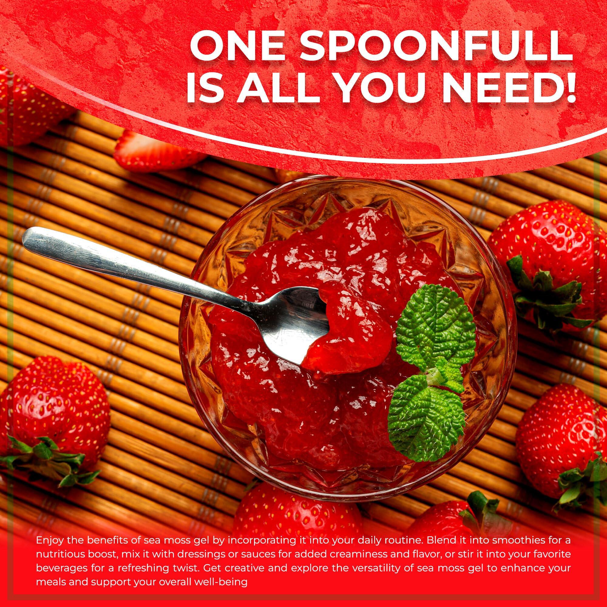 WELLNESS LABSRX Irish Sea Moss Gel Organic Raw - Wildcrafted Superfood Seamoss Gel - Strawberry Flavor, Vitamin and Mineral-Rich from Pristine Caribbean Waters, Immune and Digestive Health Support - 10 oz.