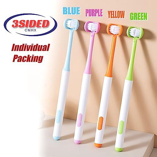 CMHX CMHX 3 Sided Autism Toothbrush 360 Oral Teeth Cleaning Design U-Shaped Toothbrush 4 PCS Adult Soft Bristles Soft and Gentle for Complete Tooth and Gum Care (Mix Colour 4PCS)