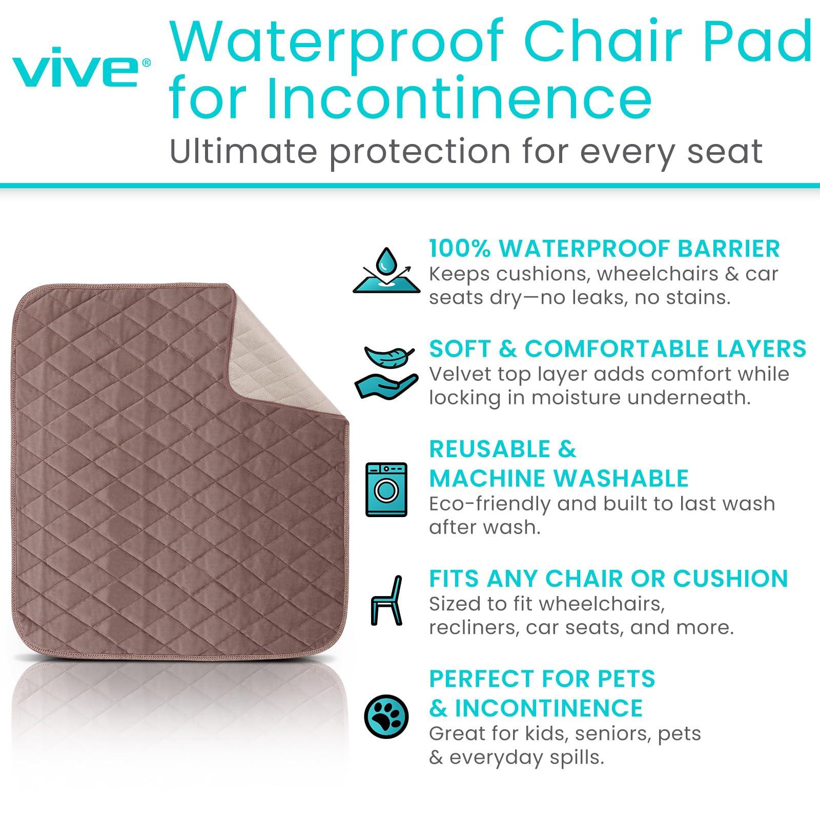 SURES Sures Waterproof Chair Pads for Incontinence (22\" x 21\") - Washable, Waterproof Seat Protector - Chair Protector Seat Cover - Absorbent Incontinence Pad for Bed, Seat Car Wheelchair & Recliner (Brown)