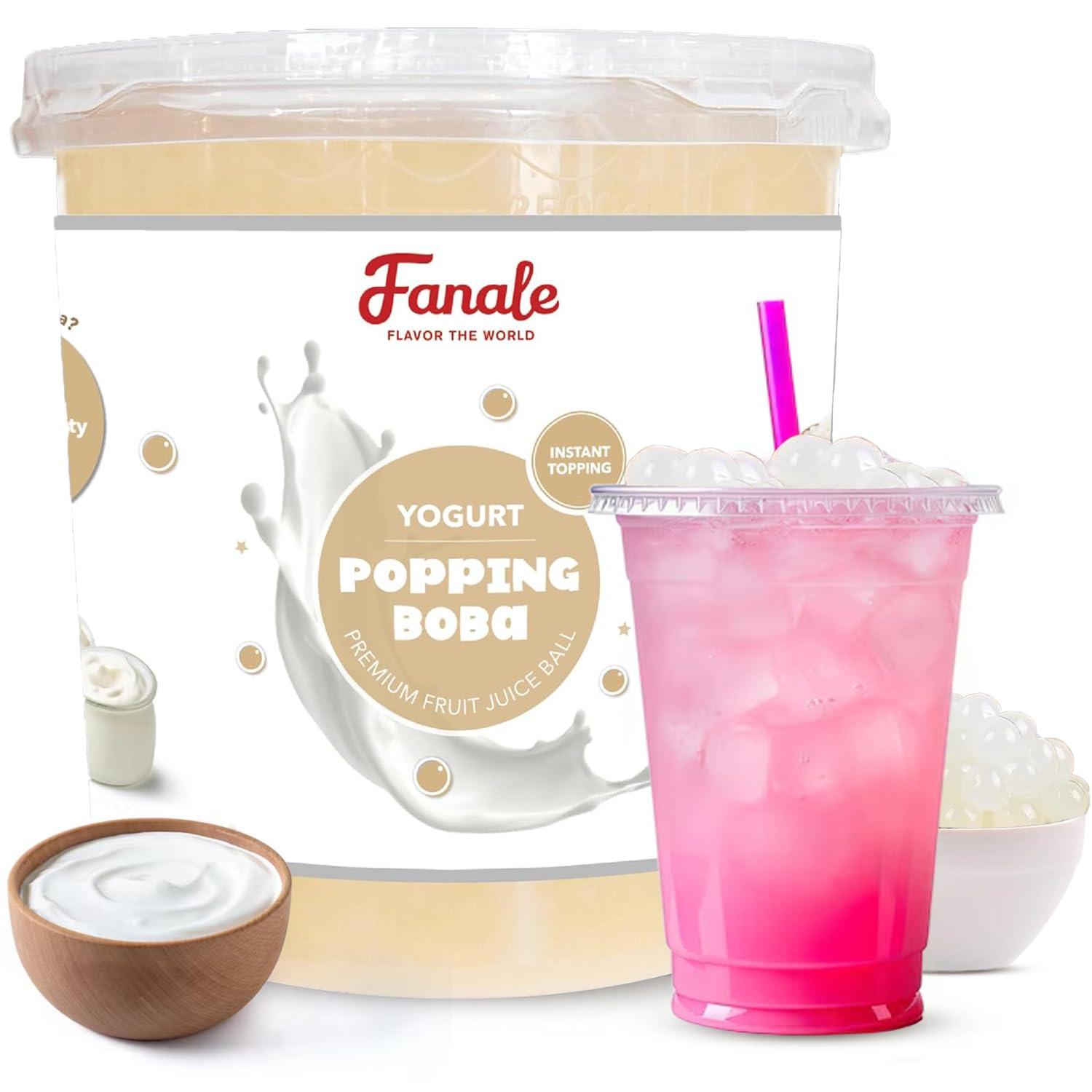 Fanale Fanale Lychee Popping Boba Pearls, Vegan, Non GMO, Gluten Free, Fat Free, Perfect for Bubble Tea, Smoothies, Ice Cream, Desserts, and Beverages.