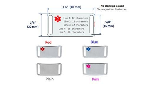 IdTagsonline Custom Engraved Medical ID Alert Plate with Embossed Emblem for 5/8" or 16 mm Wrist Band.