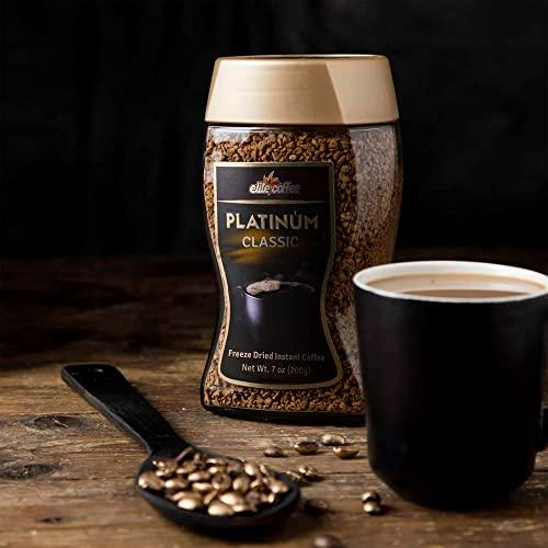 ELITE Elite Platinum Freeze Dried Instant Classic Coffee 7.5oz (4 Pack) | Kosher for Passover | Glass Jar | Rich Aroma