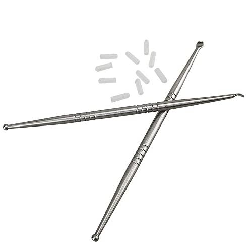 airgoesin Airgoesin 2pcs Tonsil Stone Removal Pick Tonsillolith Premium Tool Stainless Steel Oral Cleaner with 10 Soft Silicone Caps