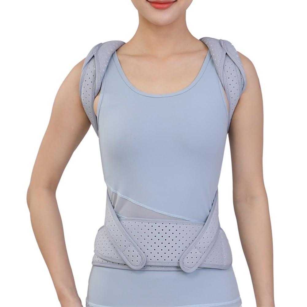 ZFF Back Brace Posture Corrector For Women And Men Back Lumbar Support Shoulder Posture Support For Improve Posture Provide And Back Pain Relief Adjustable Breathable ( Color : Light grey , Size : L/Large