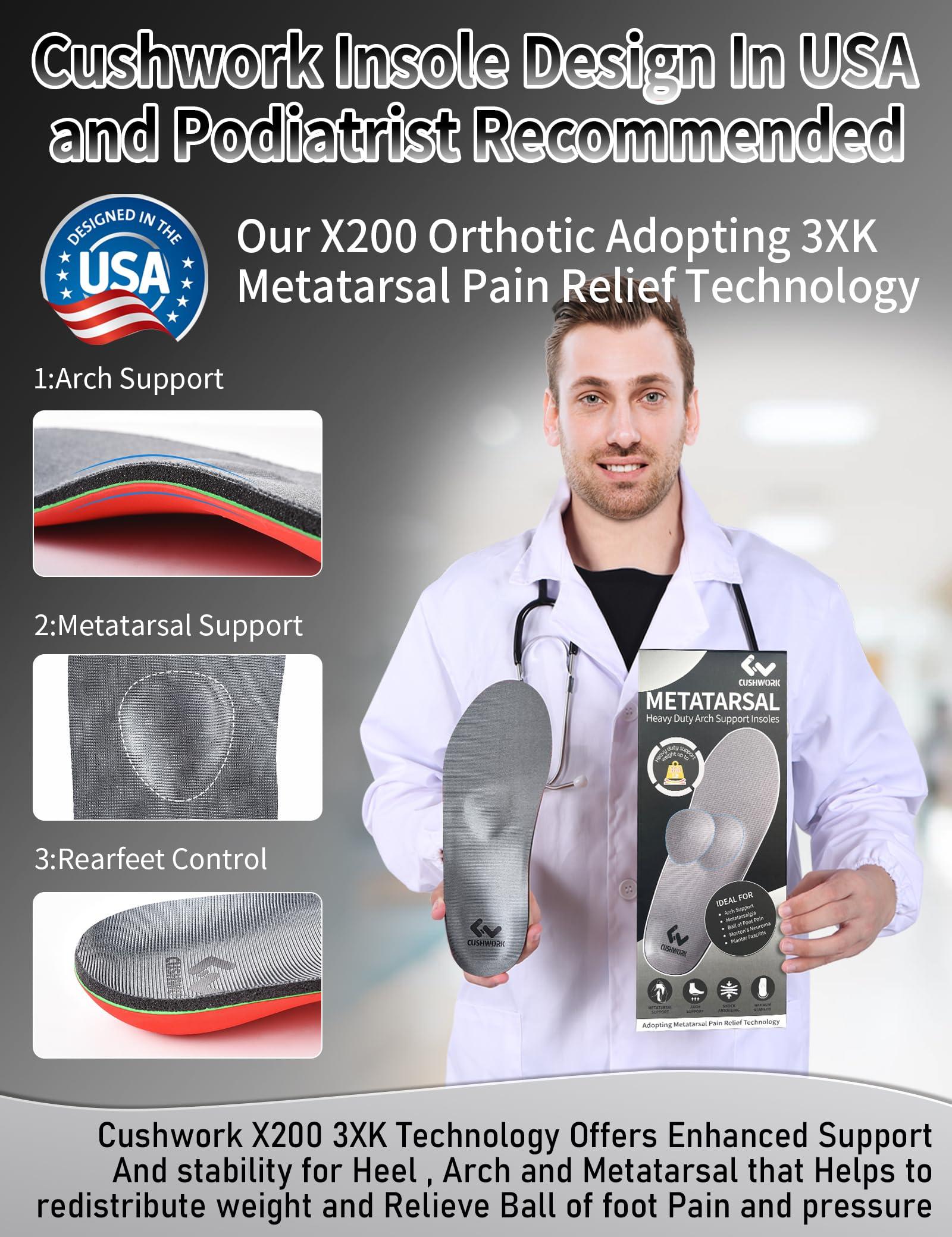 Cushwork Cushwork Morton\'s Neuroma Shoe Inserts for Metatarsalgia,Ball of Foot Pain,Plantar Fasciitis,Metatarsal Pain Relief Orthotic Insoles,Arch Support Shoe Insoles for Man Women-D