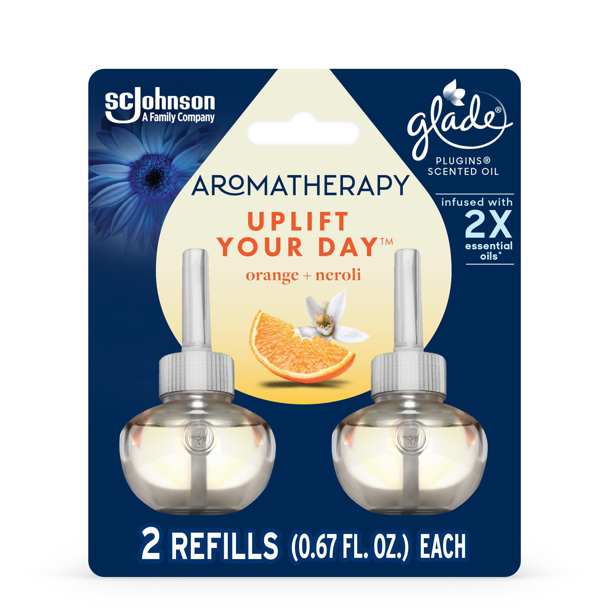 Glade Glade Aromatherapy PlugIns Refills Air Freshener, Scented and Essential Oils for Home and Bathroom, Uplift Your Day Scent, 1.34 Fl Oz, 2 Count