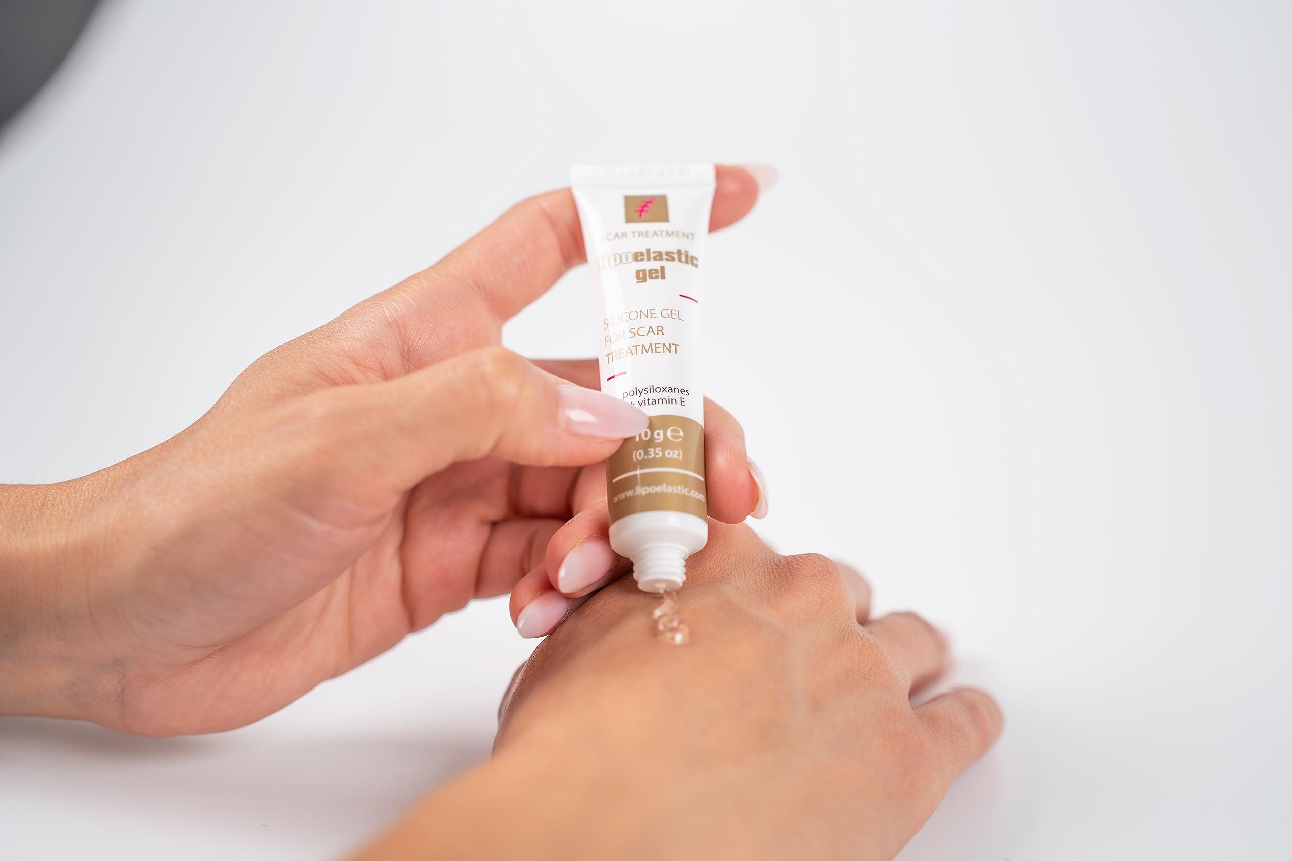 LIPOELASTIC LIPOELASTIC Silicone Scar Cream for Surgical Scars, Medical Grade Silicone Scar Gel with Vitamin E for C-Section, Burn, Stretch Marks, Wound, Old Scar, Acne Scar Treatment, Crema para Cicatrices