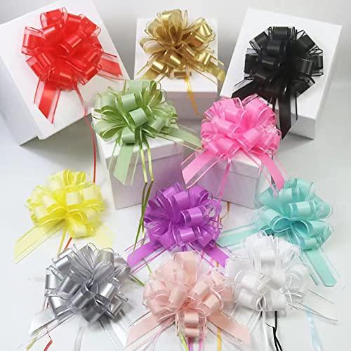 HSXJJ 6 PCS Large Pull Bows,Yellow Gift Bow,6 inches,Christmas, Party Birthday Gift Wedding Ribbon Bows for Wrapping Boxes or Flower Decorations, Valentine\'s Day Gift Decorations