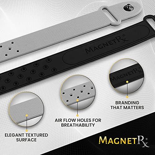 MagnetRX MagnetRX Magnetic Sports Bracelet Waterproof Silicone Bracelet with 32 Magnets Ultra Strength Wide Magnetic Bracelets for Men & Women (Grey | X-Large Size)