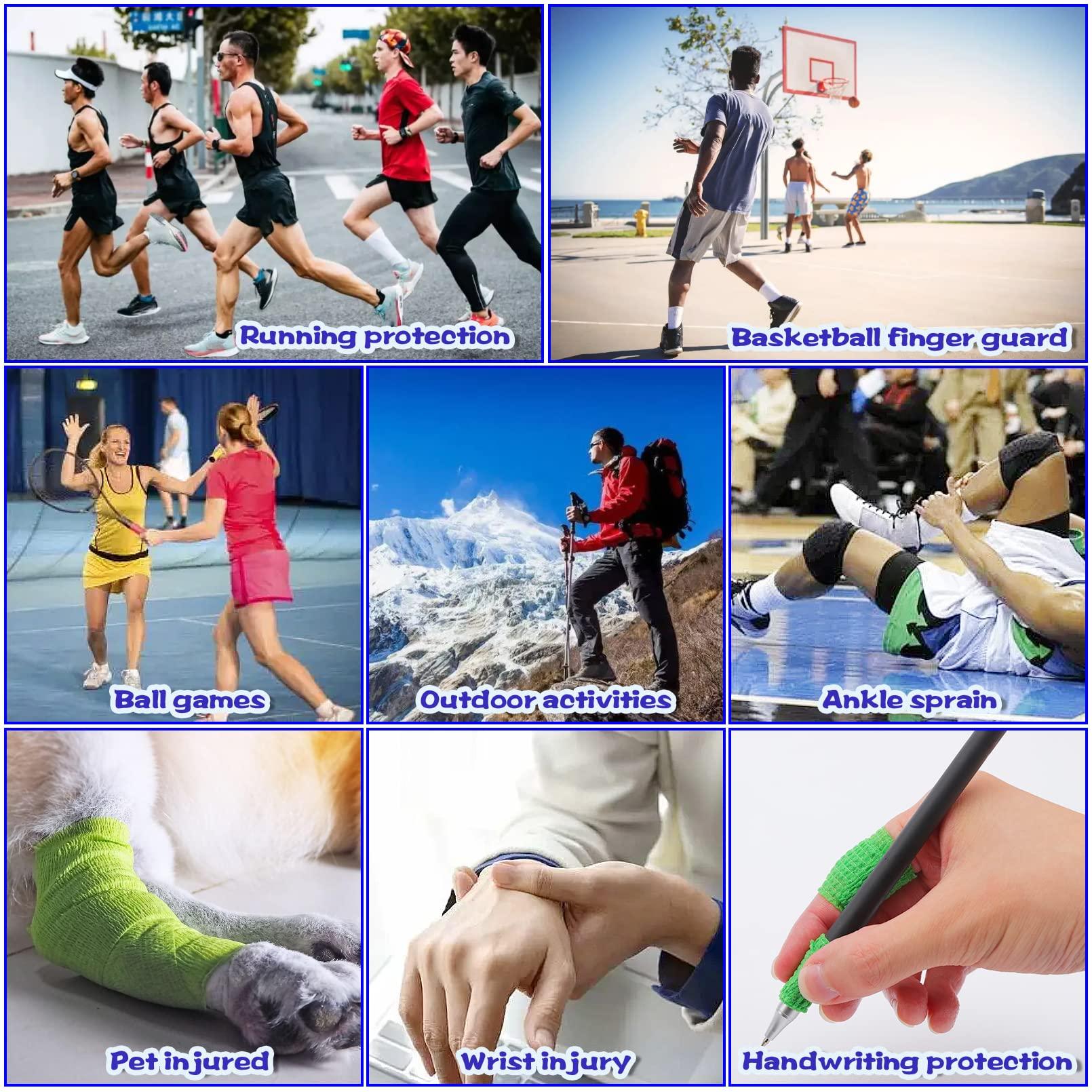 JEFHOMKIT 24 Pack Self Adhesive Bandage Wrap,Cohesive Wrap Bandages,Self Adherent Wrap 1 Inch X 5 Yards,Breathable Stretch Sports Tape,Elastic Self Adhesive Tape for Sports Wrist Ankle Athletic