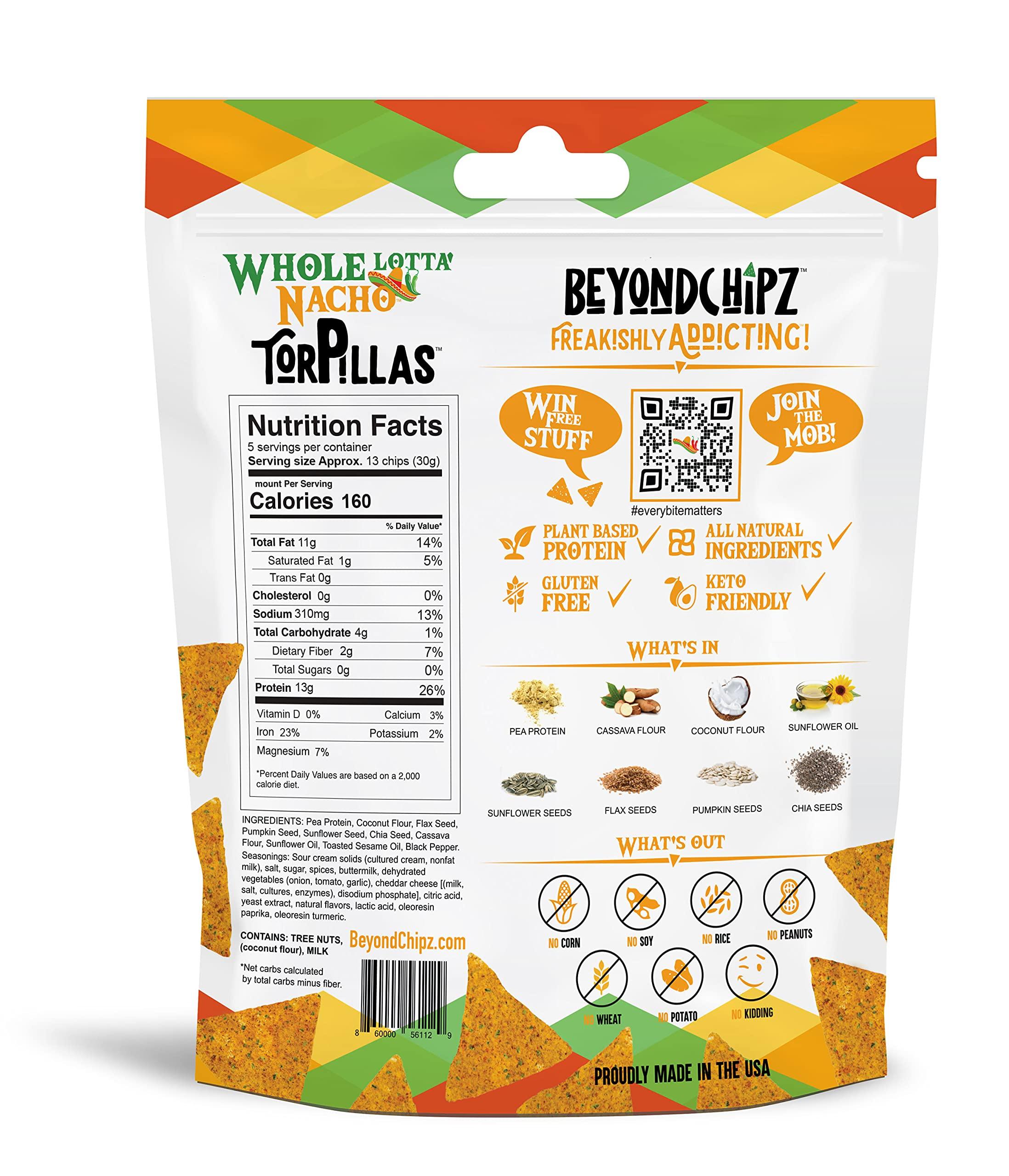 BeyondChipz BeyondChipz Low Carb Tortilla Chips, Whole Lotta\' Nacho, Keto Friendly, Gluten Free, One 5.3oz Bag