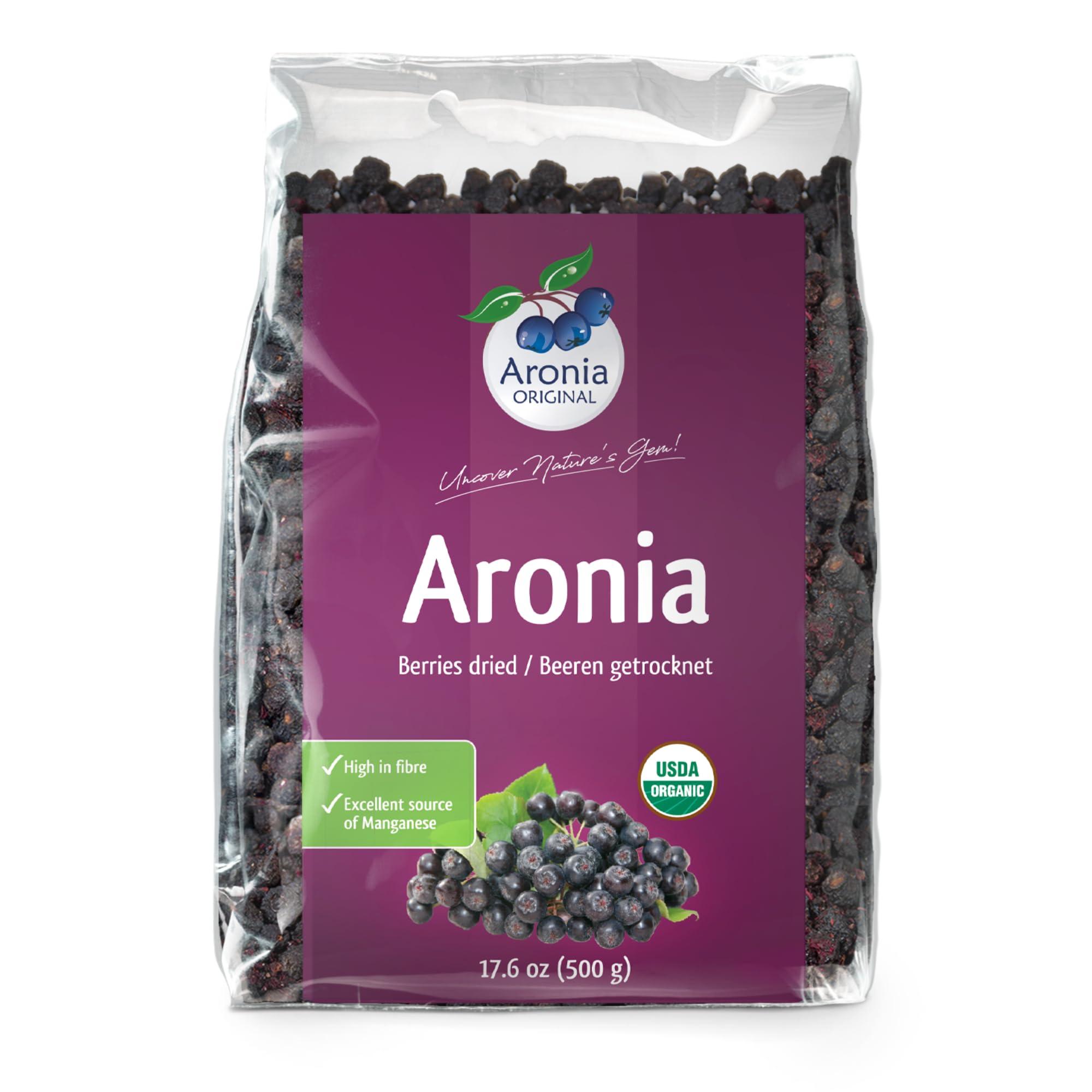 Aronia Original Aronia ORIGINAL Organic Dried Aronia Berries 500 g | Gently Dried Immediately After Harvest | No Added Sugar, No Sulfites, No Additives | Vegan, Organic Aronia Berry (Black Chokeberry)