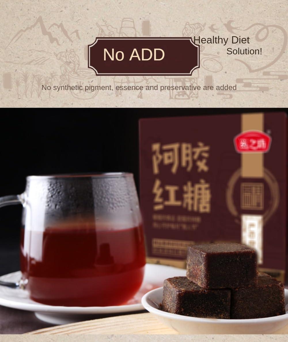 cn herb Natural and Nutritious Red Sugar and Sugar Cane Blocks with 216g - Instant Dissolve Black Sugar Blocks