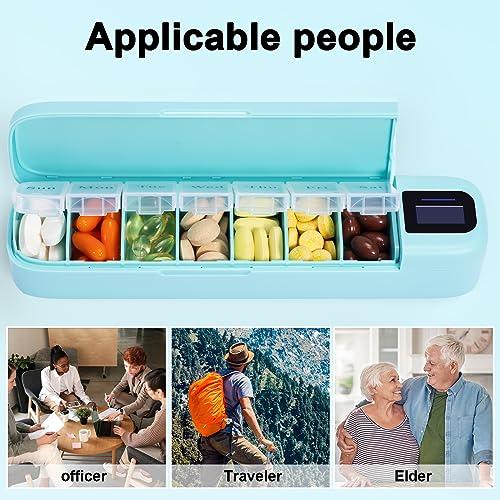 Odaro Odaro Electronic Pill Dispenser Medication Alarm - Weekly Travel Pill Case, 7 Day Pill Holder with APP, Once a Day Portable Pill Box Reminder for Elderly(Green)