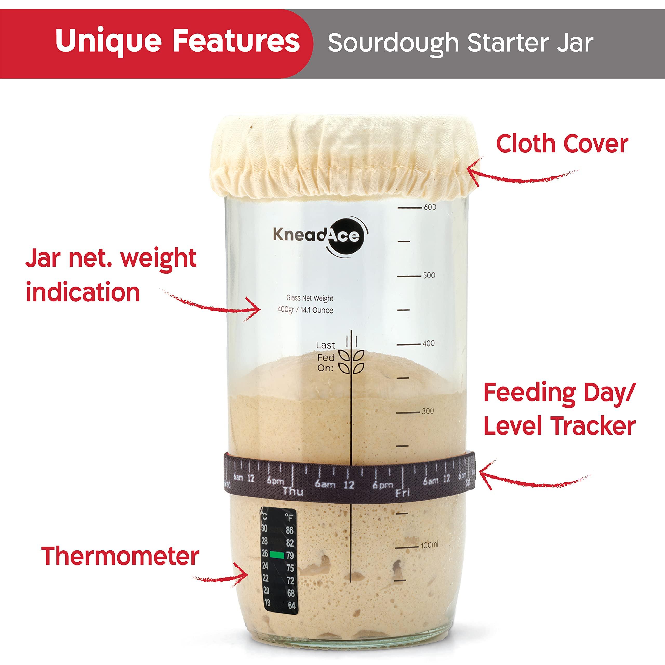 KNEADACE KneadAce 24 Oz Sourdough Starter Jar Kit and Starter Culture