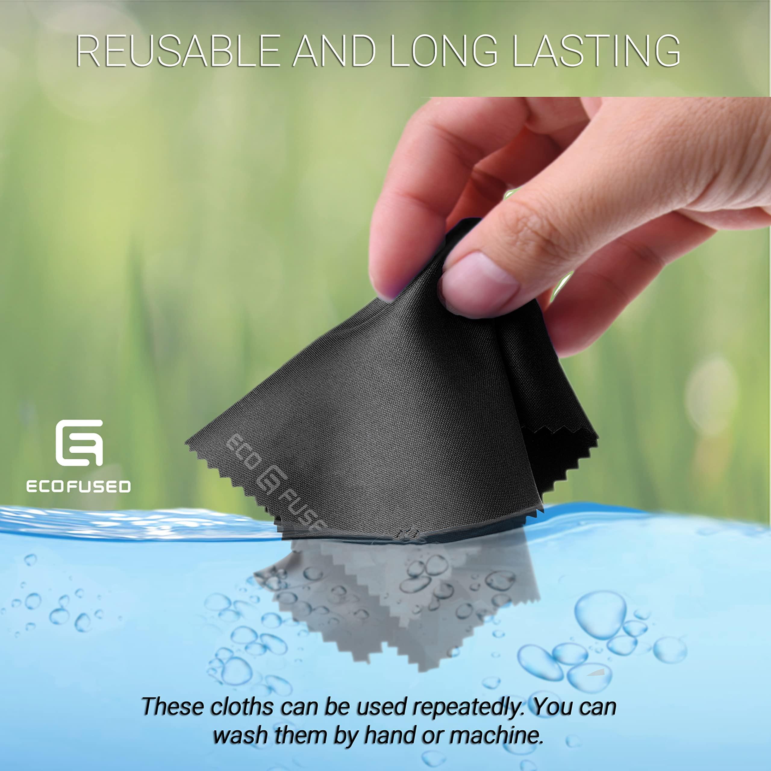 ECO-FUSED Eco-Fused Microfiber Cleaning Cloth - 6 x 7 Black/Grey Microfiber Cloth with White Cleaning Cloth - 12 Pack Microfiber Cleaning Cloth for Glasses & Camera Lens