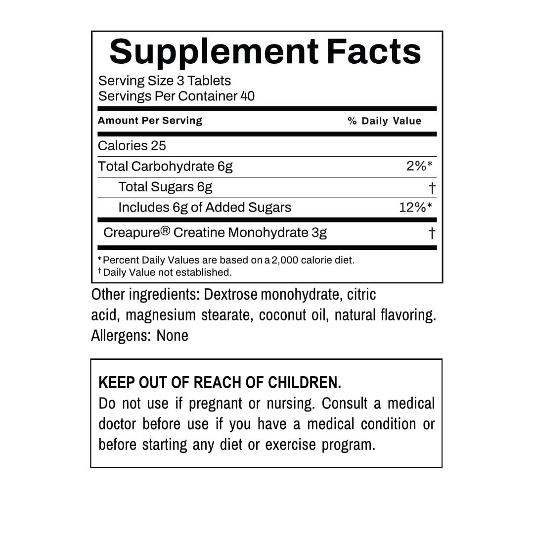 M2G Nutrition M2G Nutrition CREATABS, Creapure Creatine, 120 Chewable Tabs, Natural Lemon Flavor