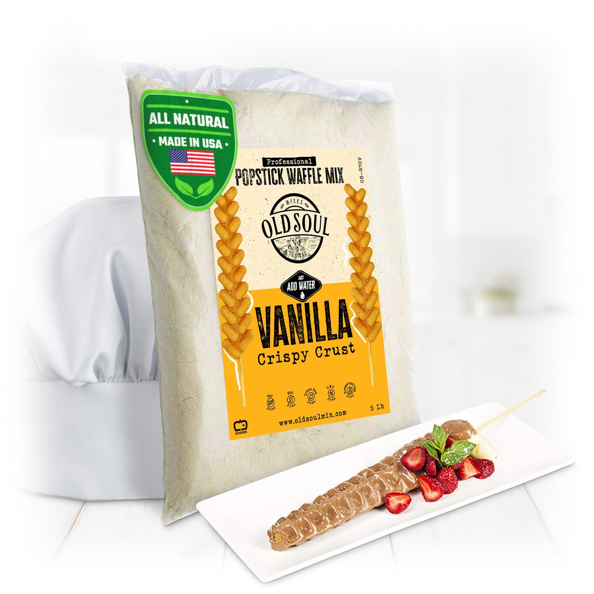 MIXES OLDSOUL OldSoul Professional Popstick Waffle Mix | Stick Waffles Dough Mix | Vanilla Flavor | 112 Waffles | 5 Lbs (5 Lbs, Traditional)