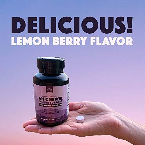 Natural Rhythm Natural Rhythm Ah Chews! Immune Booster Lozenges for Kids and Adults, No Added Sugar, with Elderberry, Zinc & Vitamin D3, 60 Capsules