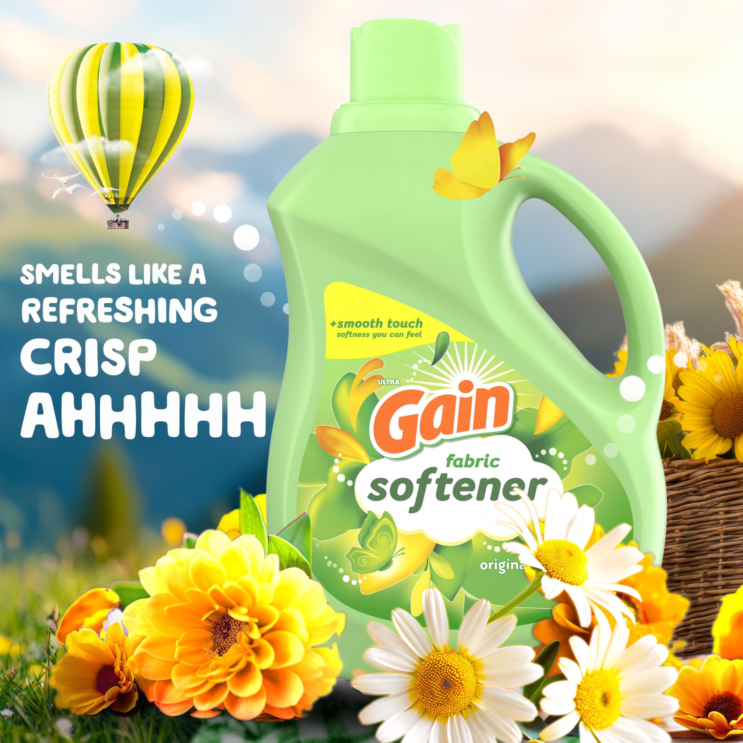 Gain Gain Fabric Softener, Original Scent, 140 fl oz, 190 Loads, HE Compatible, Packaging may vary