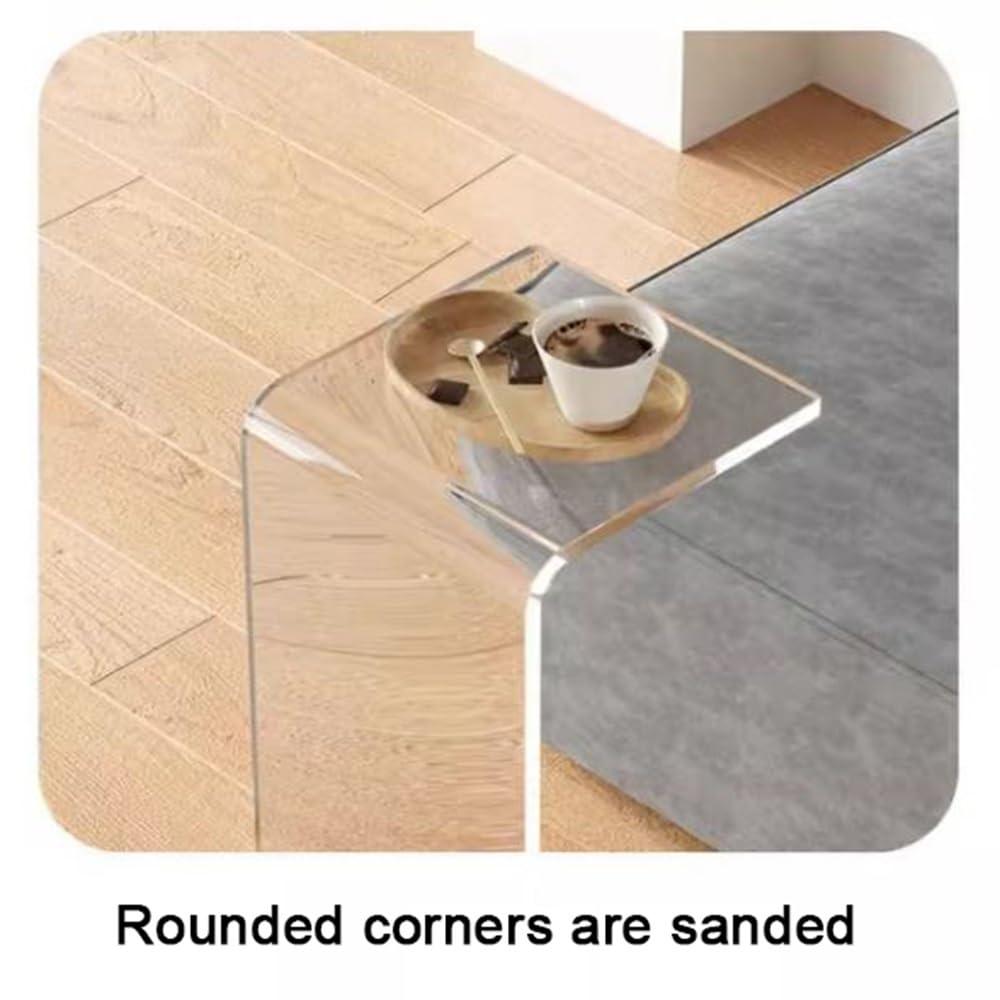REDEXI REDEXI Multipurpose Clear Side Table, C Shaped Sofa Table, Small Nightstand C Table, Acrylic Bedside Table for Living Room, Bedroom(Transparent,55cm/22in)