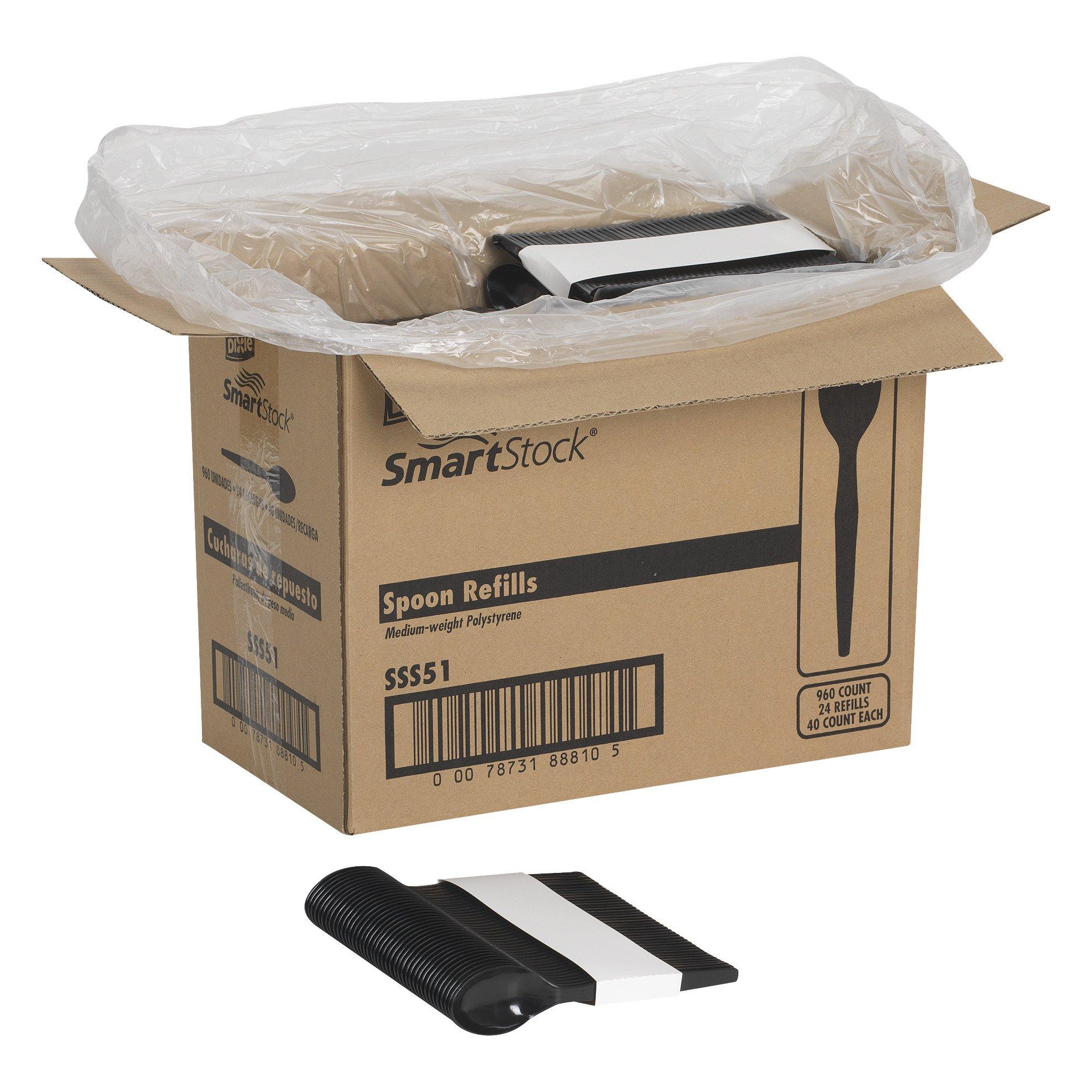 SmartStock Dixie SSS51 SmartStock Plastic Cutlery Refill, Spoons, Black, 40 Per Pack (Case of 24 Packs)